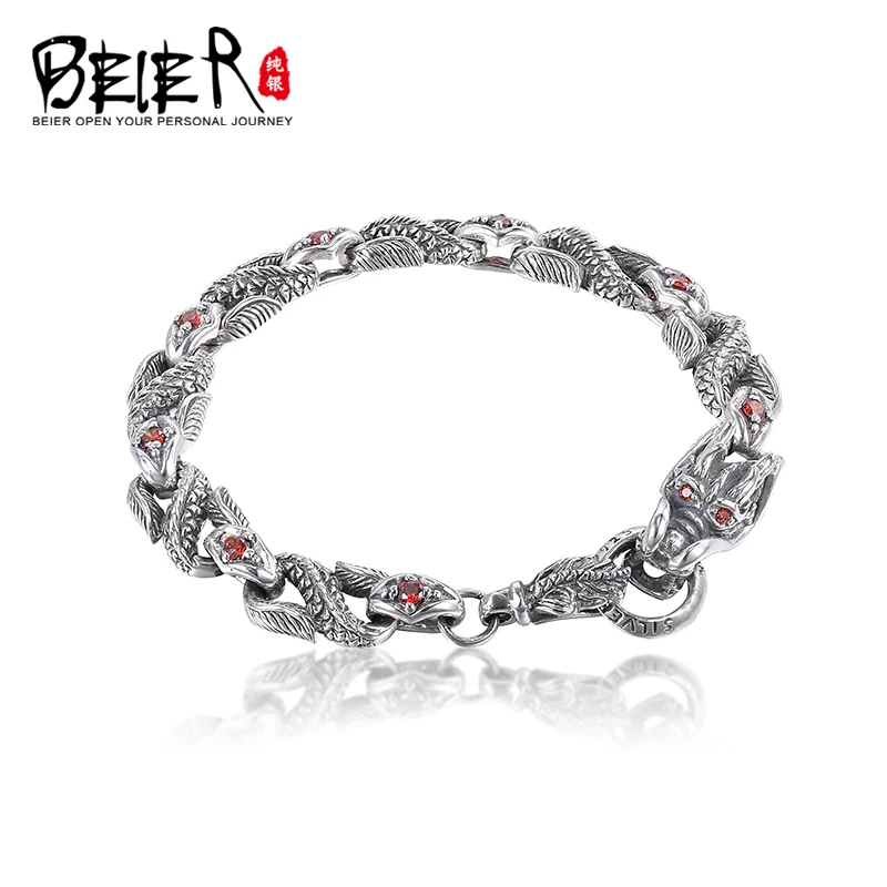 BEIER Fashion Men's High Polished silver color Dargon Bracelet With Red Stone Bring Lucky Jewelry BR-SL003
BEIER Fashion Men's High Polished silver color Dargon Bracelet With Red Stone Bring Lucky Jewelry BR-SL003