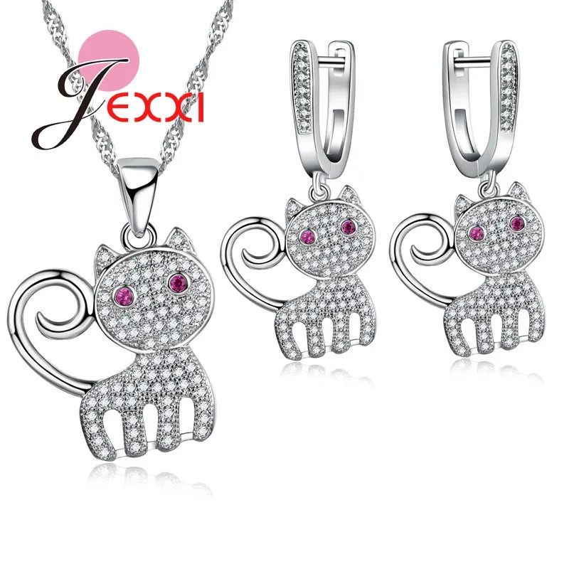 Cute Design 925 Sterling Silver Pretty Necklace Drop Earrings Set Crystal Cat Shape Pendant Jewelry Sets Wholesale
Cute Design 925 Sterling Silver Pretty Necklace Drop Earrings Set Crystal Cat Shape Pendant Jewelry Sets Wholesale