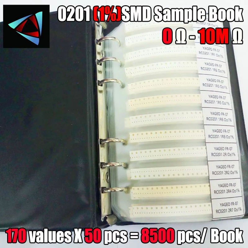 0201 SMD Resistor Sample Book 170values*50pcs=8500pcs 1% 0ohm to 1.5M Chip Assorted Kit
0201 SMD Resistor Sample Book 170values*50pcs=8500pcs 1% 0ohm to 1.5M Chip Assorted Kit