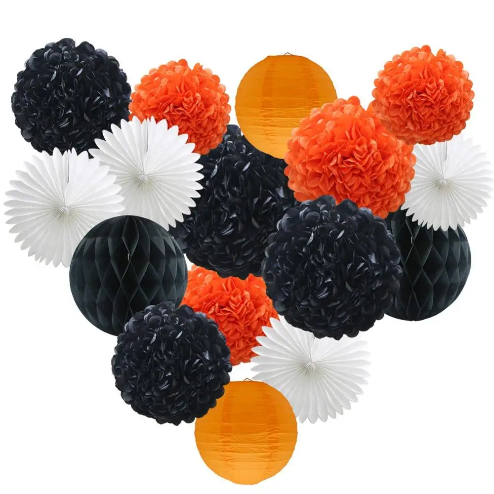Hanging Halloween Kit Party Decoration Set Orange White Black Paper Lanterns Pom Poms Honeycombs Fans
Hanging Halloween Kit Party Decoration Set Orange White Black Paper Lanterns Pom Poms Honeycombs Fans