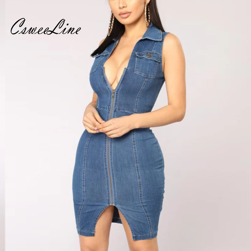 Women Sexy Denim Dress With Zipper Summer Outfits Vestidos Sleeveless Bodycon Casual Ladies Blue Jeans Dresses
Women Sexy Denim Dress With Zipper Summer Outfits Vestidos Sleeveless Bodycon Casual Ladies Blue Jeans Dresses