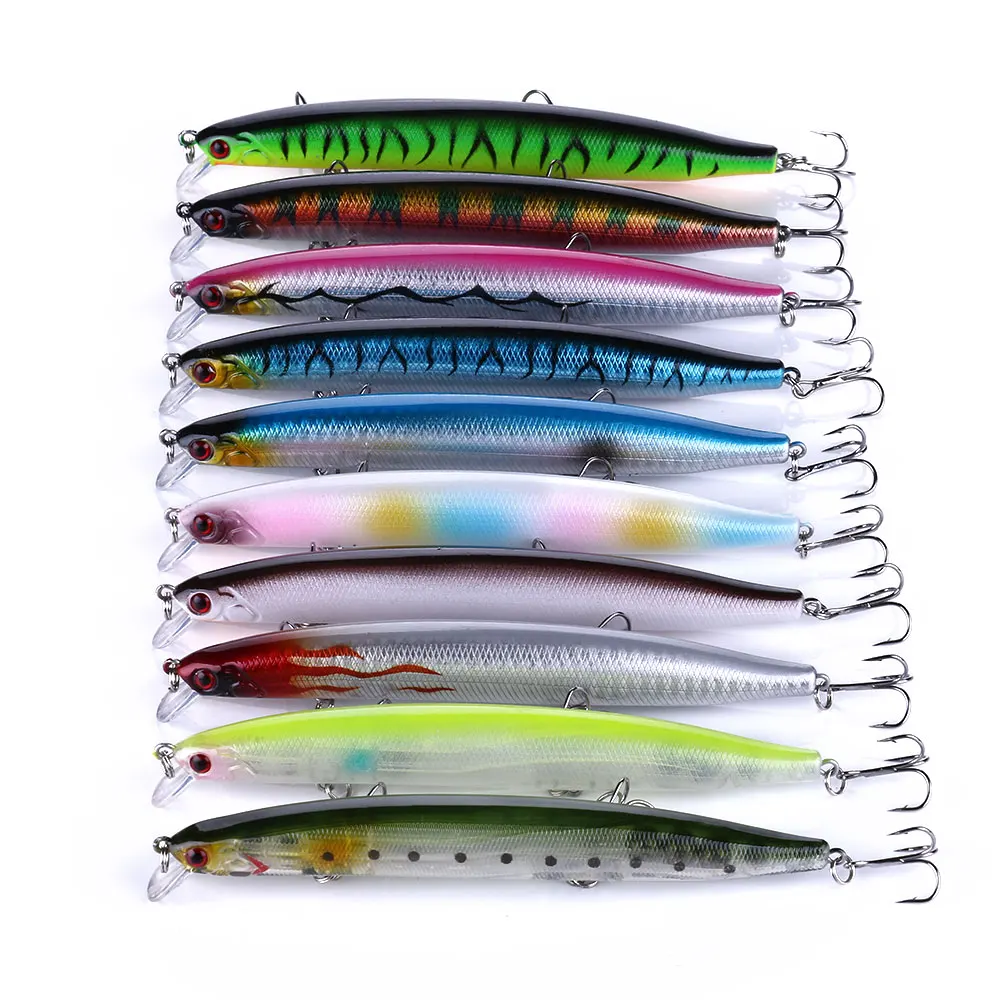 

HENGJIA 10PCS 13.5CM/18.5G Fishing Lure Minnow Crankbait Hard Bait Tight Wobble Fishing Tackle