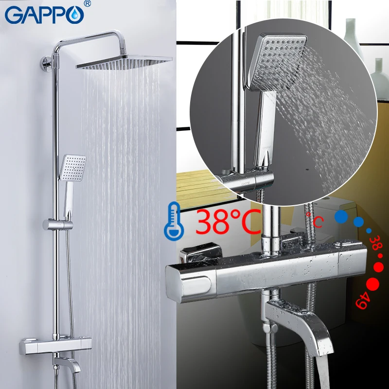 

GAPPO Shower Faucets bathroom shower bath mixer bathtub faucet shower head set wall mounted rainfall thermostatic mixer tap