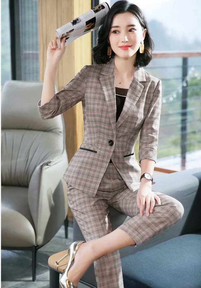 Formal Women Business Suit with Pants and Jackets Coat OL Styles Ladies Work Wear Blazers Pantsuits Pants Suits Elegant Plaid
Formal Women Business Suit with Pants and Jackets Coat OL Styles Ladies Work Wear Blazers Pantsuits Pants Suits Elegant Plaid