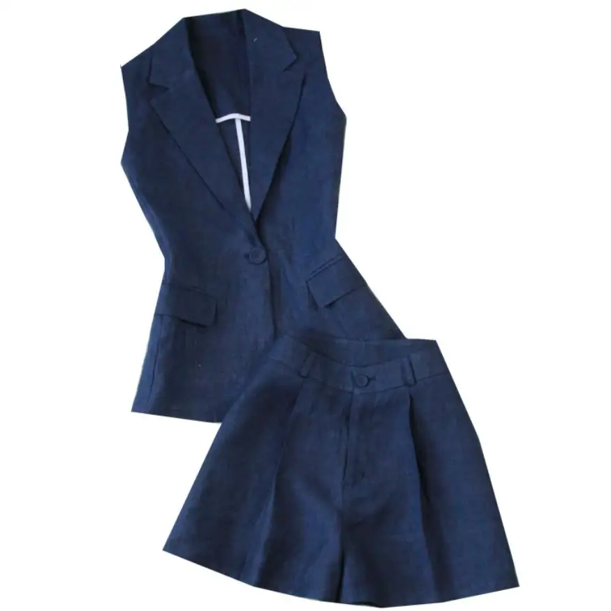 2021 summer new linen blazer vest women+ wide leg high waist shorts two piece sets
2021 summer new linen blazer vest women+ wide leg high waist shorts two piece sets