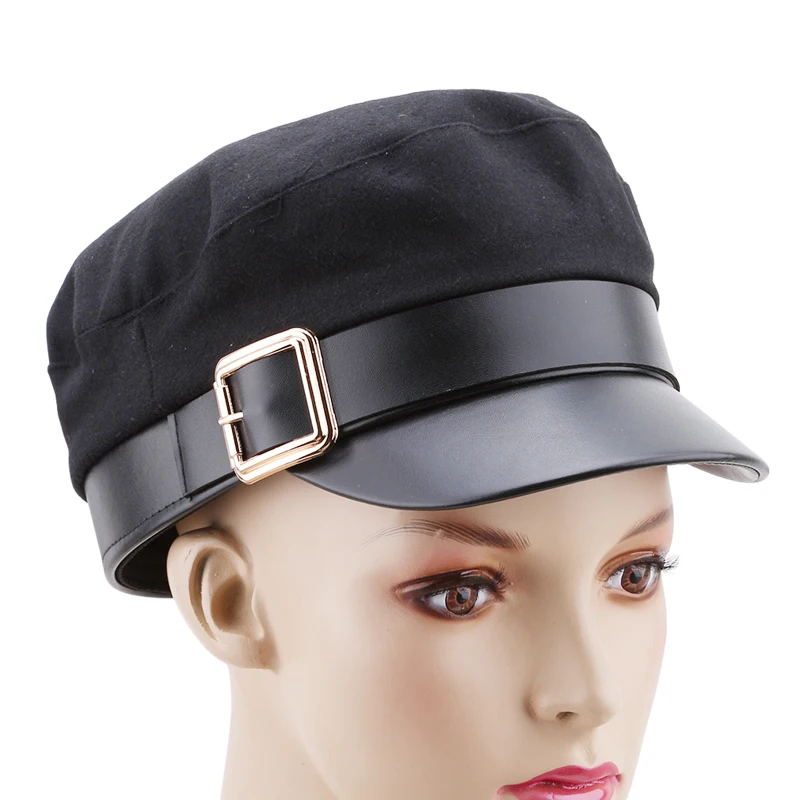 Autumn Women Fashion wool Solid Visor Military Hat Winter Vintage Patchwork PU Black England Flat Cap Fashion leather Berets
Autumn Women Fashion wool Solid Visor Military Hat Winter Vintage Patchwork PU Black England Flat Cap Fashion leather Berets