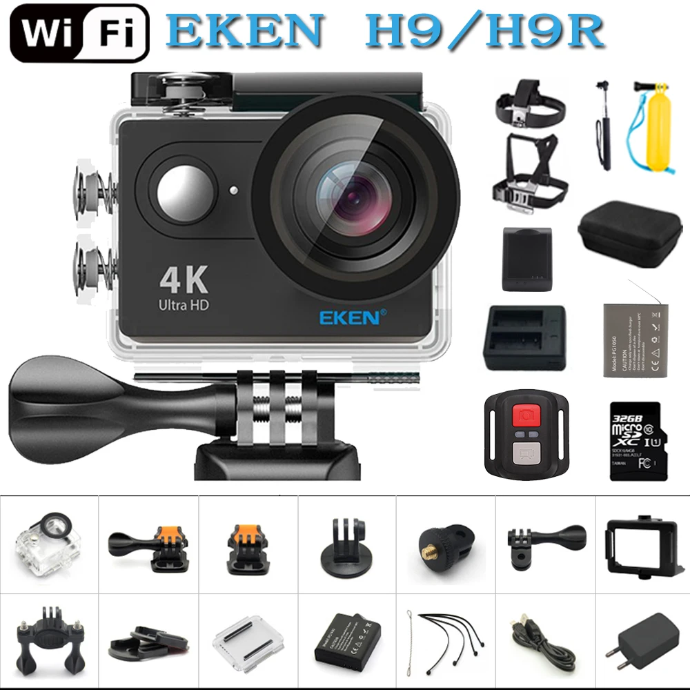 Eken H9 Экшн камера H9R cверхвысокая чёткость 4k 25FPS Wi Fi 2 0 "170D Go подводный