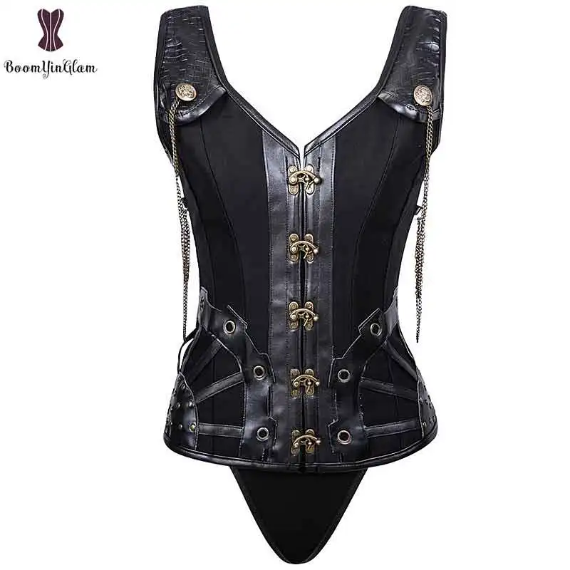 Synthetic Leather Corset Chest Binder Bustier 12 Spiral Steel Bones Waistcoat Vest Body Shaping Vests
Synthetic Leather Corset Chest Binder Bustier 12 Spiral Steel Bones Waistcoat Vest Body Shaping Vests