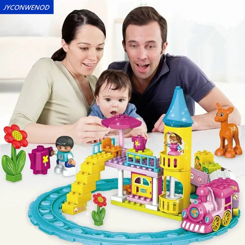 62pcs Large particles Train track building block toy Train castle Building Bricks toy for children
62pcs Large particles Train track building block toy Train castle Building Bricks toy for children