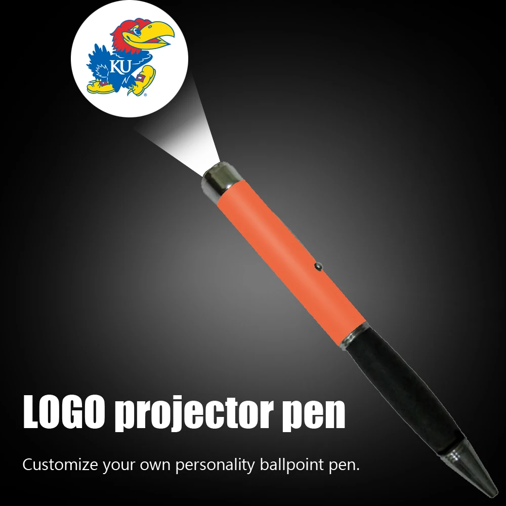Металлическая светодиодная Шариковая ручка для проектора с силиконовым зажимом