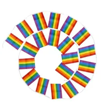 5M 20pieces/set 14cmx21cm Rainbow String flag Colorful Rainbow Peace Flags Banner LGBT Pride LGBT Flag Lesbian Gay Right Parade