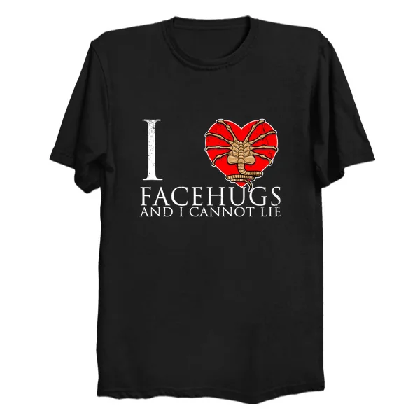 Печатные Для мужчин футболка хлопковая Футболка Я люблю Facehugs и я не могу ли о