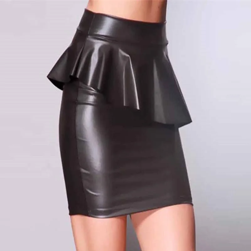 New Fashion Skirts Womens Ruffles Vinyl Leather Pencil High Waist Mini Skirt Sexy Bodycon Office Lady Skirt Black jupe femme
New Fashion Skirts Womens Ruffles Vinyl Leather Pencil High Waist Mini Skirt Sexy Bodycon Office Lady Skirt Black jupe femme