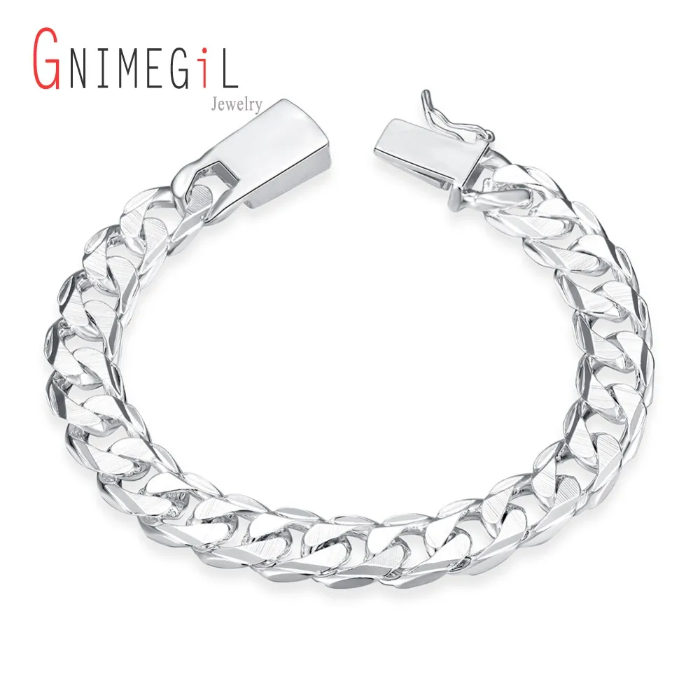 GNIMEGIL ювелирный бренд 10 мм 8 дюйм(ов) посеребренные Браслеты для Для мужчин