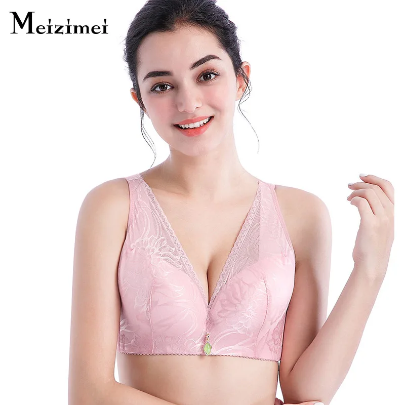 Meizimei Sexy Woman Plus Size Underwear Minimizer Bras for Women Push Up Bralette Wire-Free Lace Brassiere Intimates Girl BH | Женская
