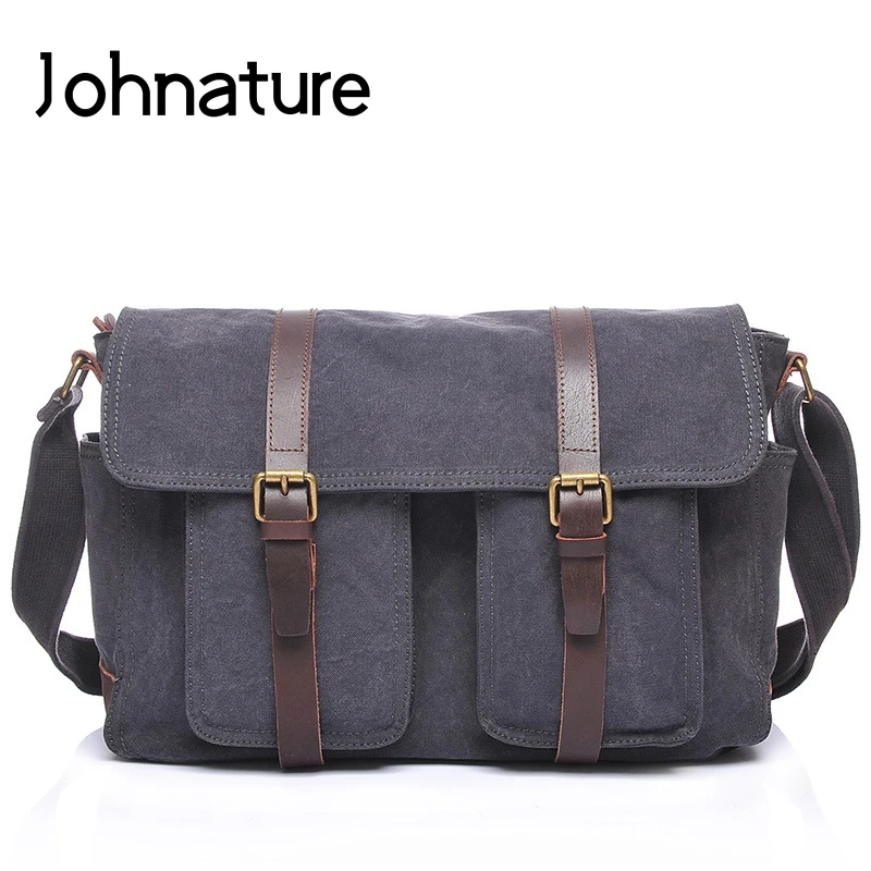 Johnature 2021 New Vintage Large Capacity Canvas Solid Zipper & Hasp Wear Resistant Men Shoulder & Crossbody Bags Messenger Bag
Johnature 2021 New Vintage Large Capacity Canvas Solid Zipper & Hasp Wear Resistant Men Shoulder & Crossbody Bags Messenger Bag