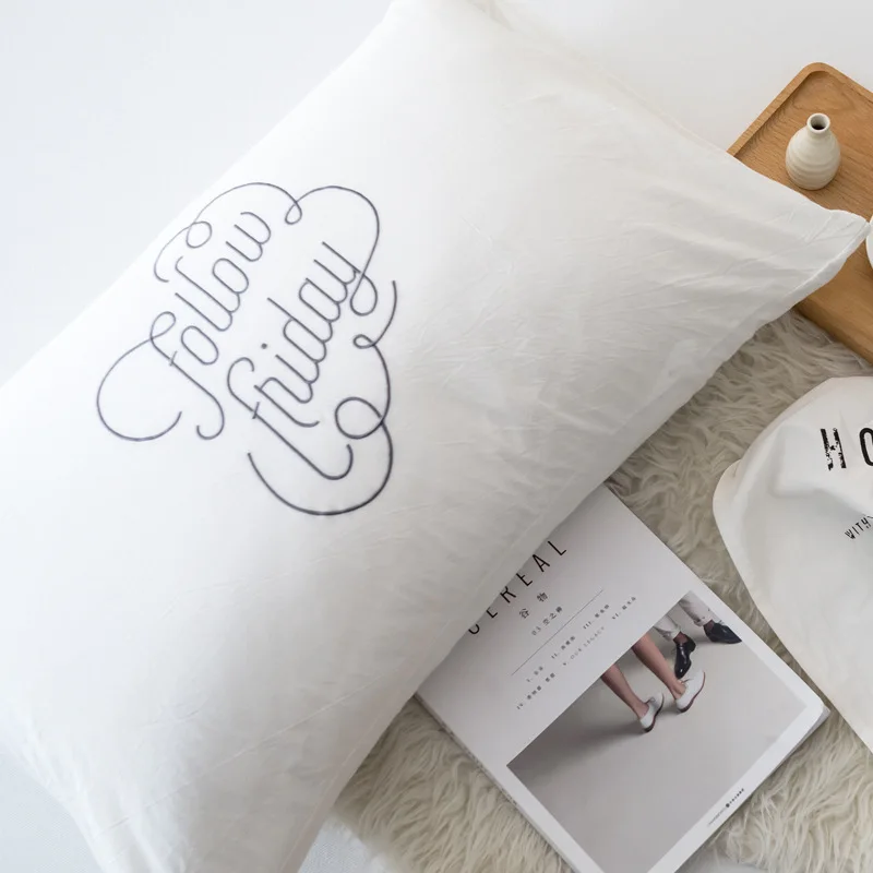 Home Furnishing cotton textile pillowcase white washed cotton simple solid English single set a pillow with an embroidered case
Home Furnishing cotton textile pillowcase white washed cotton simple solid English single set a pillow with an embroidered case
