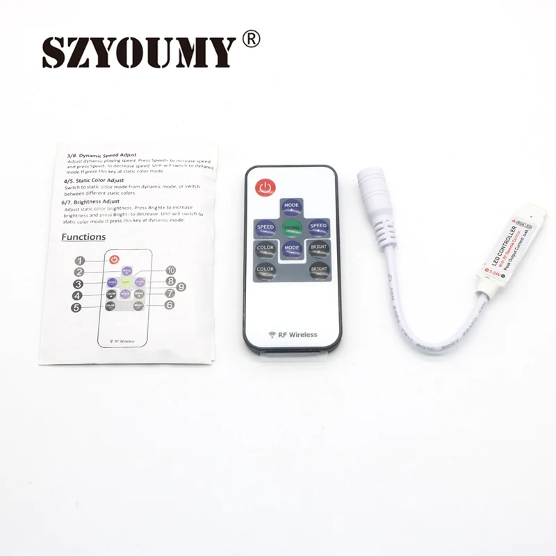 SZYOUMY RF беспроводной светодиодный пульт дистанционного управления rgb-контроллер мини для RGB 5050/3528 светодиодные ленты
SZYOUMY RF беспроводной светодиодный пульт дистанционного управления rgb-контроллер мини для RGB 5050/3528 светодиодные ленты