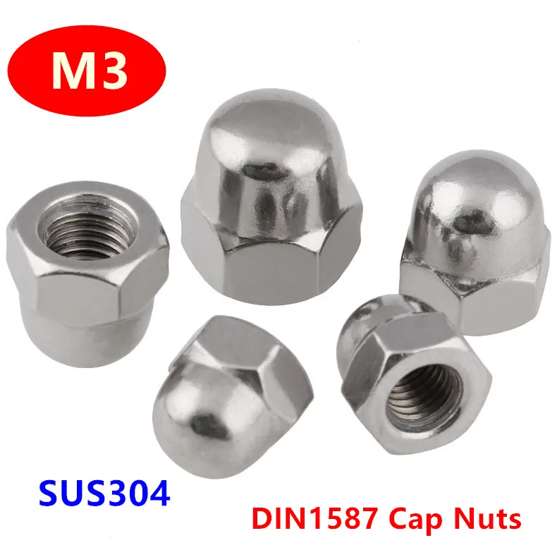 100pcs DIN1587 M3 Stainless steel 304 Cap Nuts Hexagonal Round Dome Head Acorn Nuts Decoration epicranium Nuts
100pcs DIN1587 M3 Stainless steel 304 Cap Nuts Hexagonal Round Dome Head Acorn Nuts Decoration epicranium Nuts