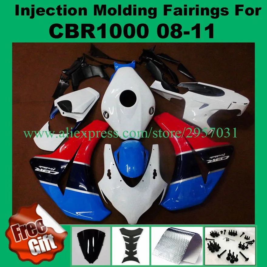 Free screws+gifts For Honda CBR 1000RR 2008 2009 2010 2011 CBR 1000 RR ABS Plastic motorcycle Fairing Kit White Red Blue
Free screws+gifts For Honda CBR 1000RR 2008 2009 2010 2011 CBR 1000 RR ABS Plastic motorcycle Fairing Kit White Red Blue