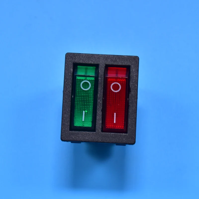 KCD2 двойной лодочный клавишный выключатель 6-контактный ВКЛ-ВЫКЛ с зеленым