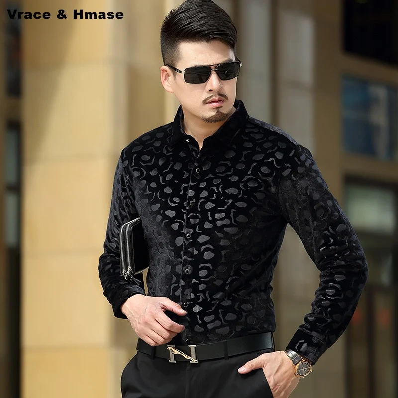 

High-quality Pleuche plus velvet thick warm soft comfortable long sleeve shirt Winter new fashion slim boutique men shirt M-3XL