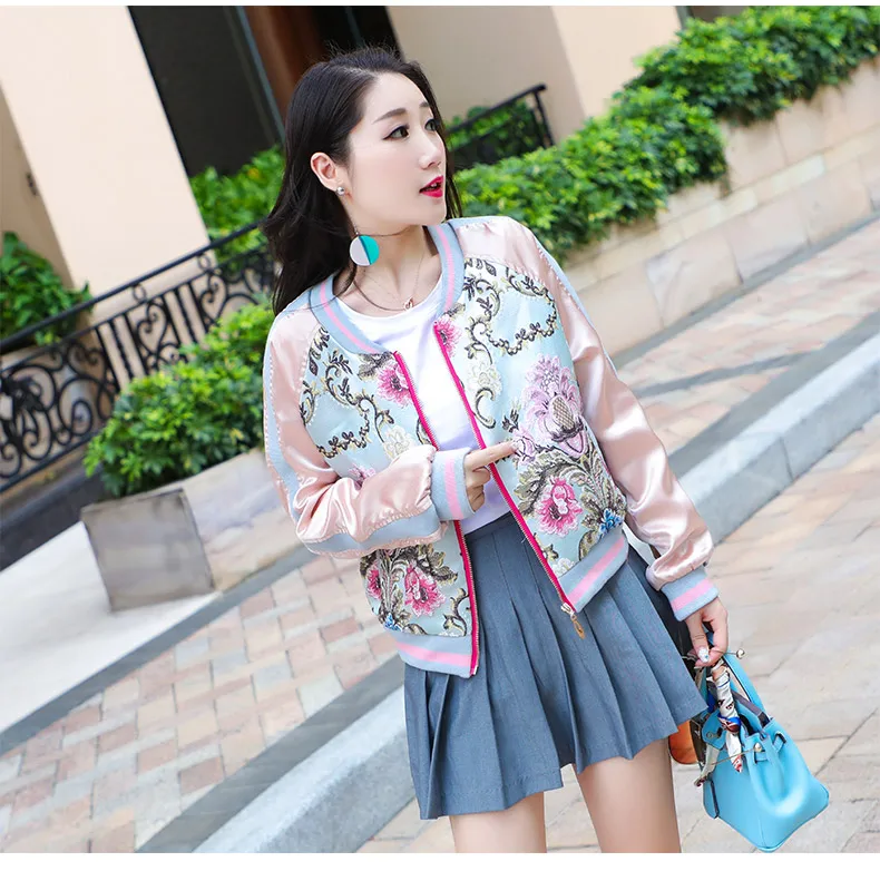 Autumn 2017 women fashion baseball uniform female embroidery short jacket | Женская одежда
