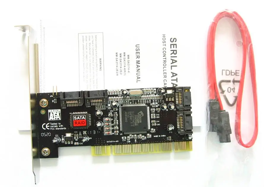 Фото Внутренний порт s Raid Controller Card 4 порта с чипсетом Sil 3114 совместим кабелем sata 2 1