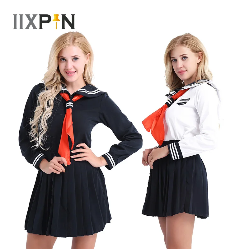 Japanese Anime Cosplay Costume School Girl Uniform sailor Suit Long Sleeve Shirt with Pleated Skirt Triangle Neckerchief Set
Japanese Anime Cosplay Costume School Girl Uniform sailor Suit Long Sleeve Shirt with Pleated Skirt Triangle Neckerchief Set