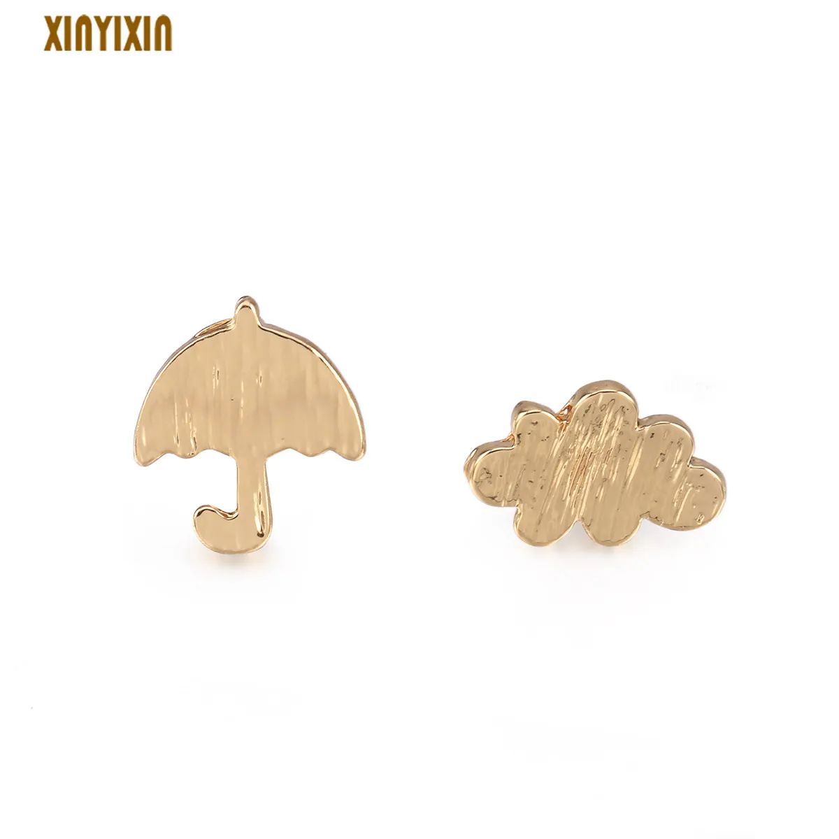 

Charm Gold Umbrella Cloud Stud Earrings for Women Creative Cute Mini Asymmetrical Stud Earrings For Girl Fashion Jewelry Gift