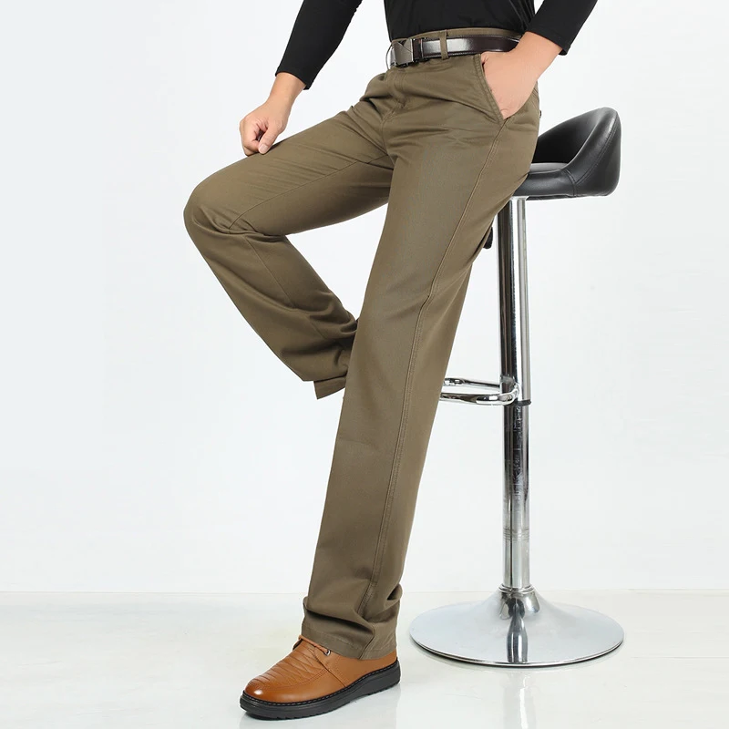Autumn winter thick men's business casual pants mid waist loose cotton trousers father clothing straight suit pants homme
Autumn winter thick men's business casual pants mid waist loose cotton trousers father clothing straight suit pants homme