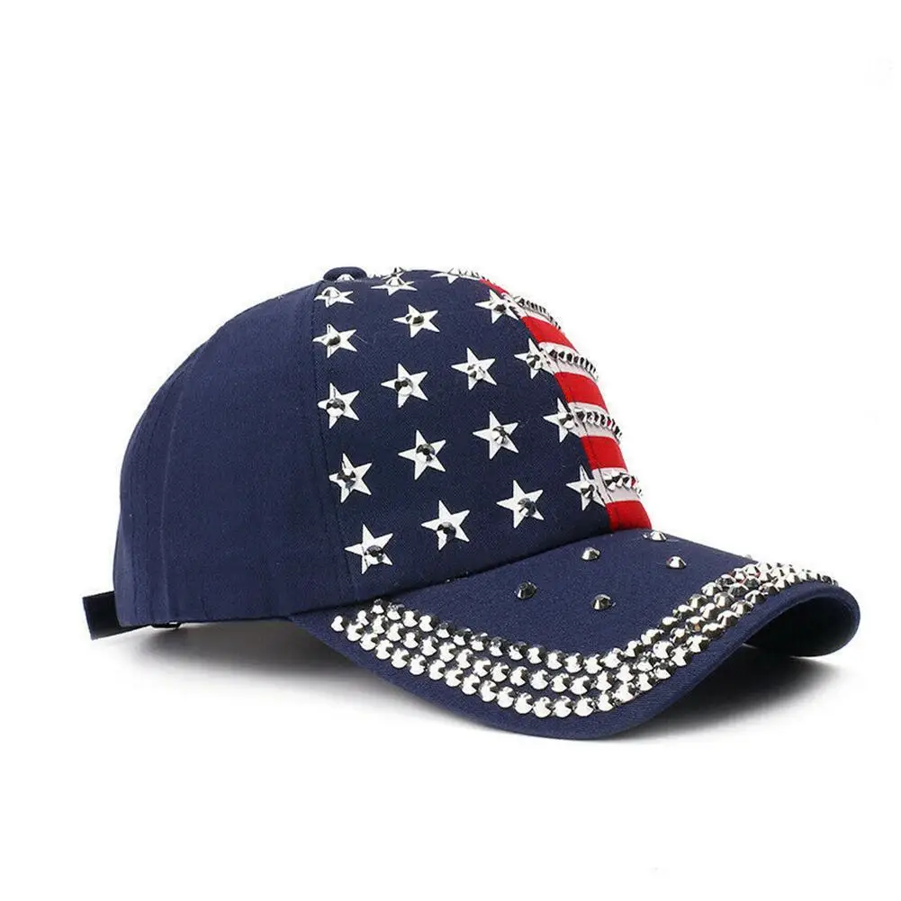 

2021 Men Women Hats Baseball Cap USA Flag Caps Diamond Rivet Donald Trump Hat Wholesale