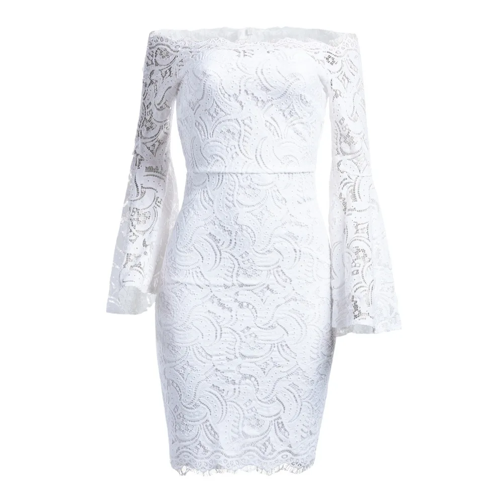 Solid Lace Patchwork Dress Women Elegant Off Shoulder Slash Neck Long Flare Sleeve Women Dress Bodycon Slim Party Dress Vestidos
Solid Lace Patchwork Dress Women Elegant Off Shoulder Slash Neck Long Flare Sleeve Women Dress Bodycon Slim Party Dress Vestidos