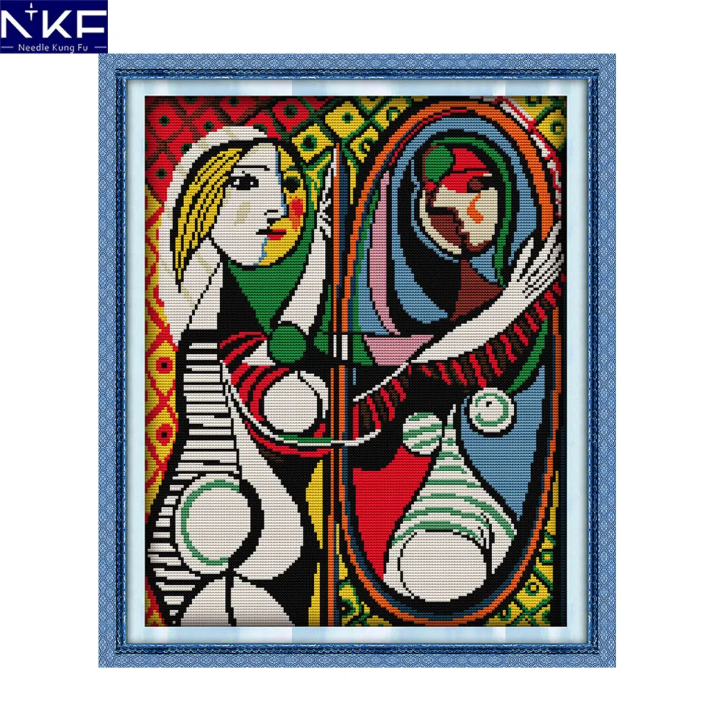 NKF Picasso's mirror girl needle craft Chinese cross stitch charts stamped Christmas cross stitch kits for home decoration
NKF Picasso's mirror girl needle craft Chinese cross stitch charts stamped Christmas cross stitch kits for home decoration