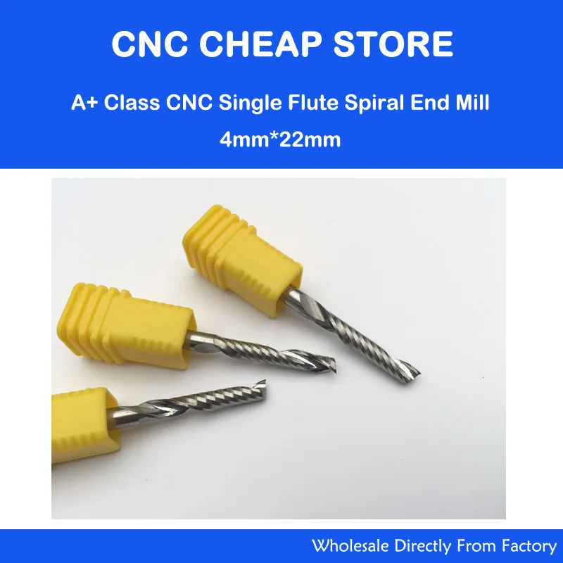 

Free Shipping 4MM*22MM HQ Carbide CNC Router Bits one Flutes Spiral End Mills Singel Flutes Milling Cutter Spiral PVC Cutter