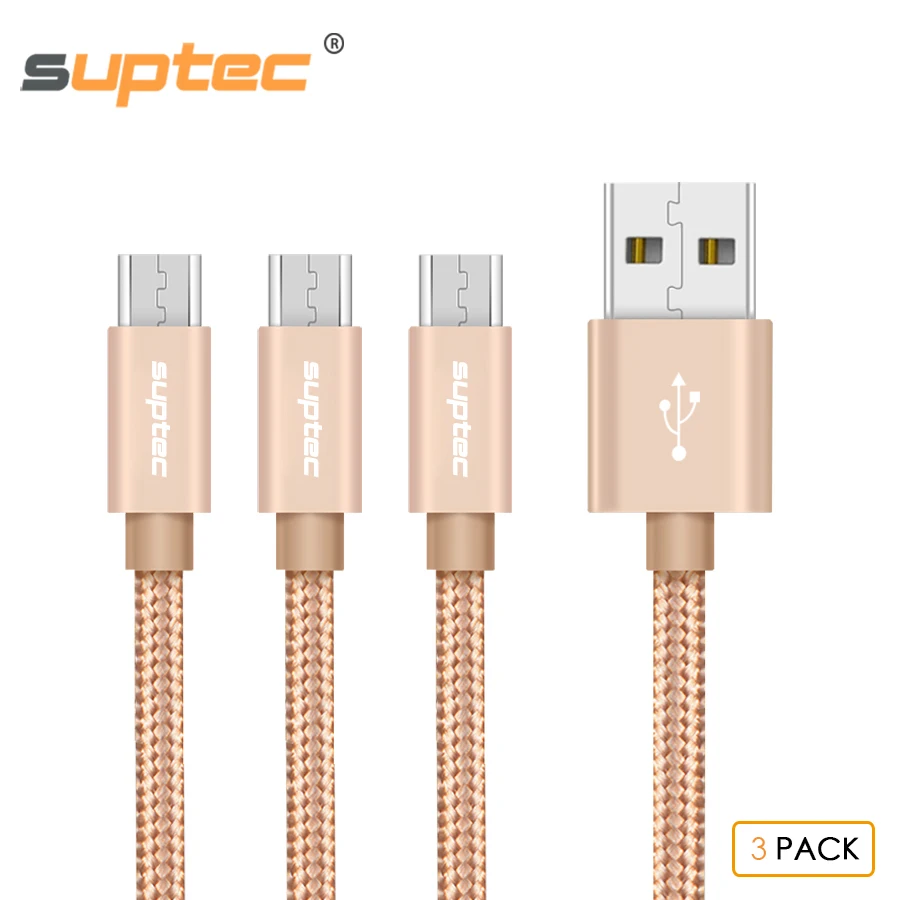 SUPTEC 3-Pack Micro USB Cable for Samsung S7 S6 S5 S4 Huawei Xiaomi Phone Nylon Braided Fast Charging Data Cord Charger Cable
SUPTEC 3-Pack Micro USB Cable for Samsung S7 S6 S5 S4 Huawei Xiaomi Phone Nylon Braided Fast Charging Data Cord Charger Cable