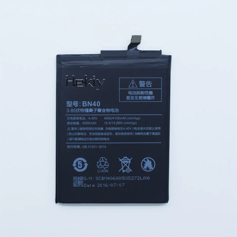 Hekiy новинка 2019 оригинальный аккумулятор BN40 4000/4100 мАч для Xiaomi Redmi 4 Pro 3G RAM 32G ROM в