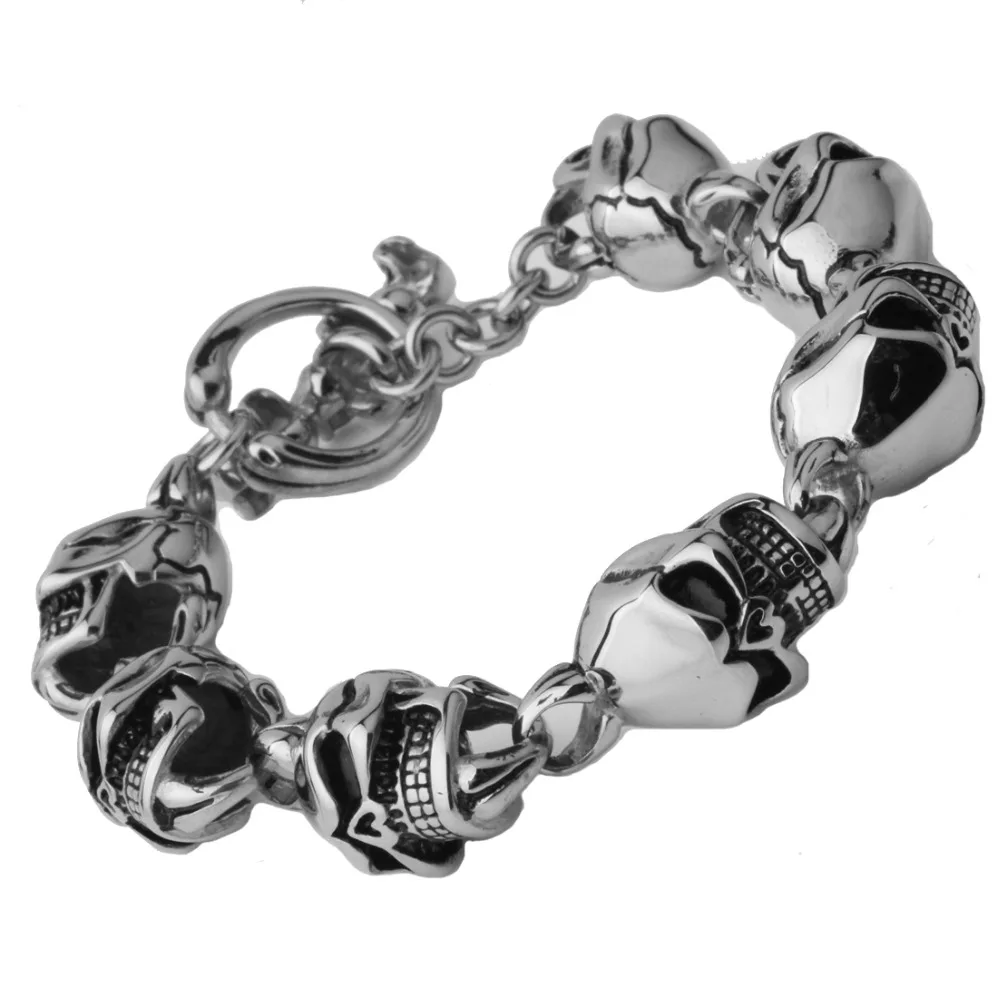 8.66" 15mm New Silver Black Color 316L Stainless Steel Skull Men Bracelet Cool Jewelry Punk Rock Bracelets & Bangles
8.66" 15mm New Silver Black Color 316L Stainless Steel Skull Men Bracelet Cool Jewelry Punk Rock Bracelets & Bangles