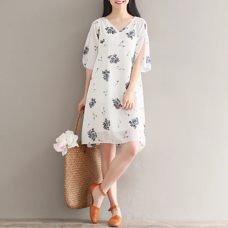 2018 summer fashion short sleeve white floral print chiffon dress
2018 summer fashion short sleeve white floral print chiffon dress