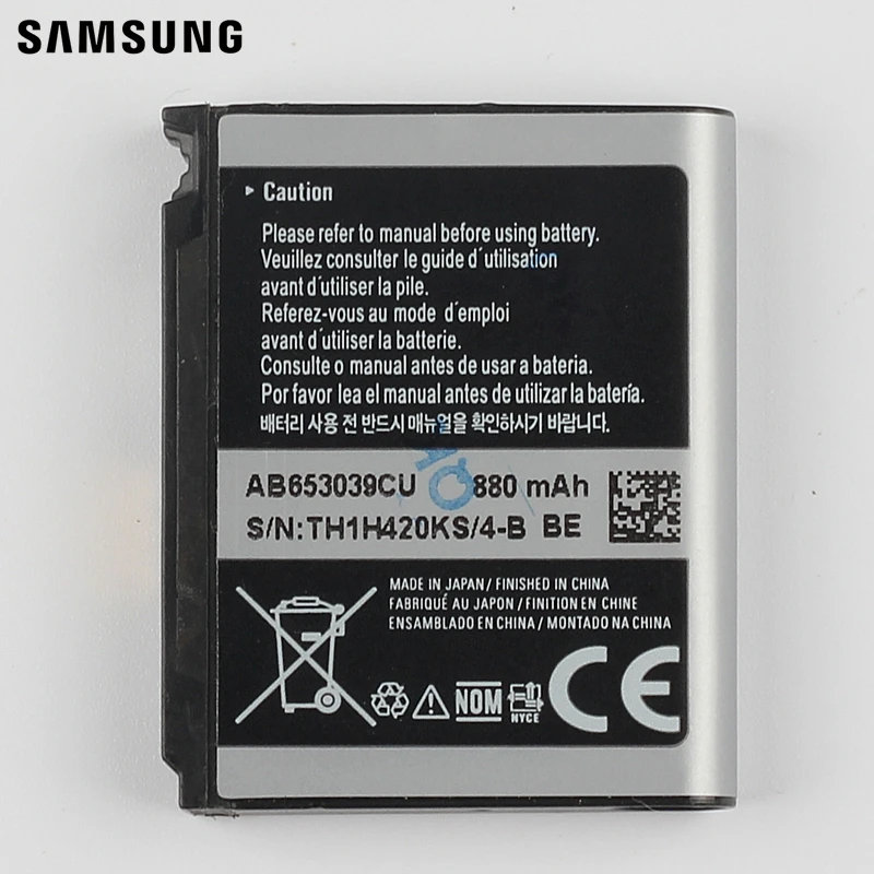 Оригинальный запасной аккумулятор Samsung AB653039CC для Samsung U900 U808E F609 E958 E950 U908E, аутентичный аккумулятор для телефона 880 мАч
Оригинальный запасной аккумулятор Samsung AB653039CC для Samsung U900 U808E F609 E958 E950 U908E, аутентичный аккумулятор для телефона 880 мАч