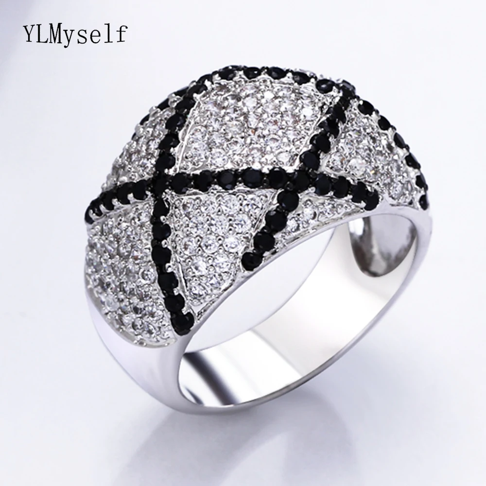 

Excellent Workmanship Ring Nice Jewelry White with Black Line Trendy Ladies Jewellery Wonderful Crystal Rings for Women