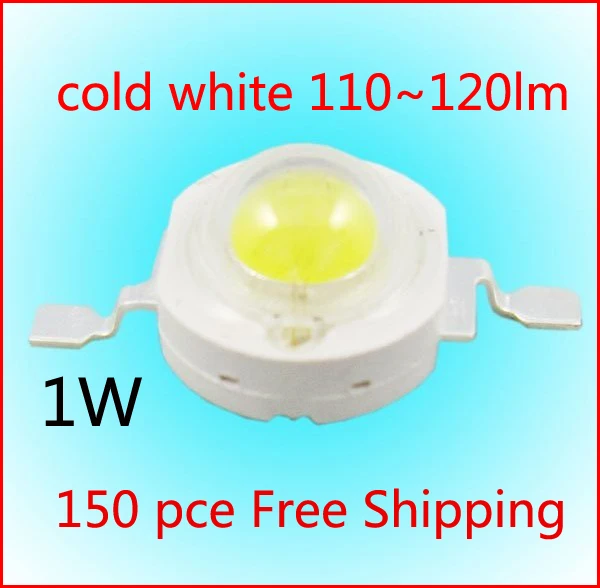 

150PCS 1W High power led Source cold white 5800-6500K 350mA DC3.00-3.5V 110-120LM Factory wholesale Free Shipping