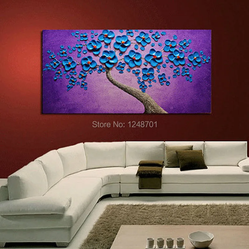handmade Blooming Tree landscape oil painting heavy thick palette knife blue flower painting on canvas for wall decor
handmade Blooming Tree landscape oil painting heavy thick palette knife blue flower painting on canvas for wall decor