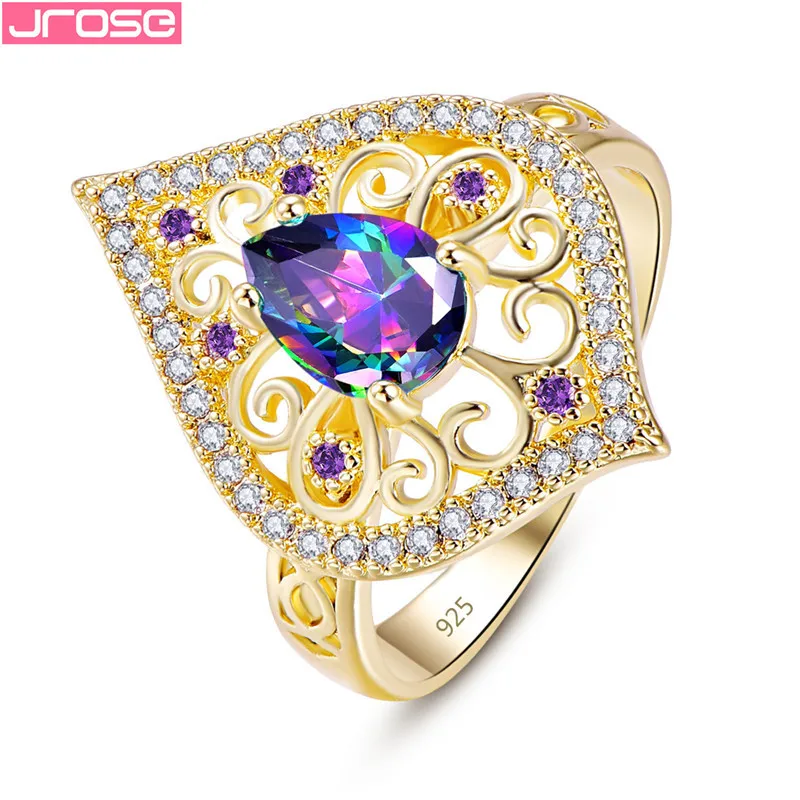JROSE Exquisite Bijoux Rings For Wome Wedding Sterling Silver 925 Jewelry Engagement Gift Multicolor Cubic Zircon Gold Color
JROSE Exquisite Bijoux Rings For Wome Wedding Sterling Silver 925 Jewelry Engagement Gift Multicolor Cubic Zircon Gold Color