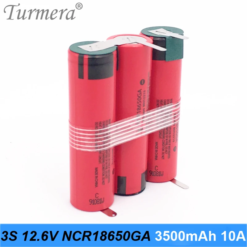 NEW 3s 10.8v 12.6v battery 18650 pack ncr18650ga 3500mah 10A soldering for screwdriver tools customized | Электроника