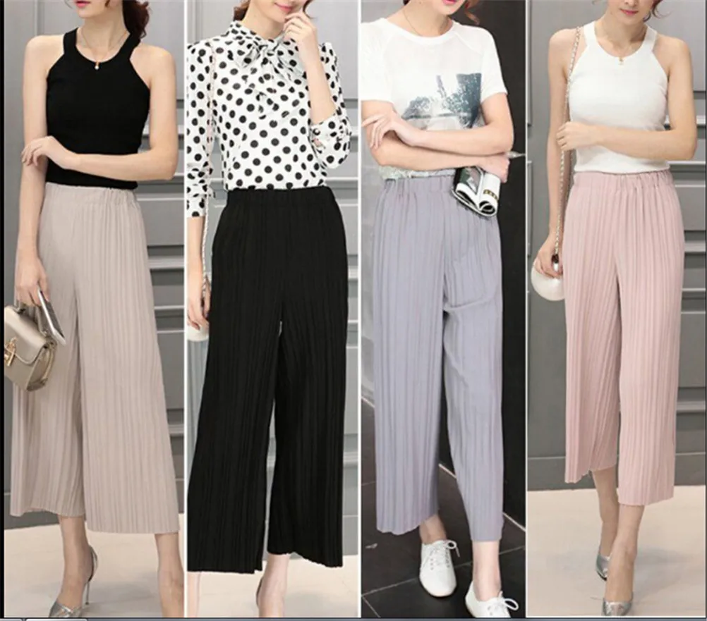 Women Summer Fashion Wrinkles High Waist Pants Loose Section Thin Wide Range Of Chiffon Pants Legs Sexy Pants
Women Summer Fashion Wrinkles High Waist Pants Loose Section Thin Wide Range Of Chiffon Pants Legs Sexy Pants