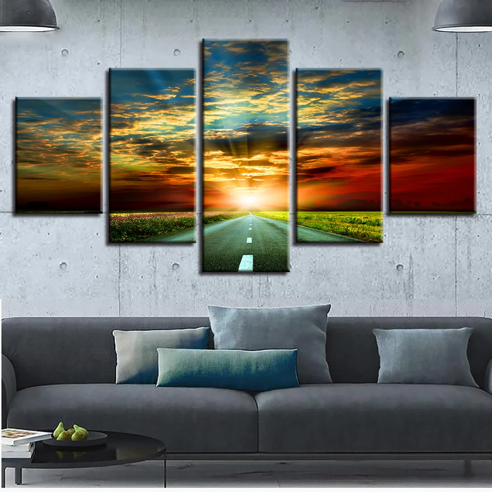 Modular Canvas Painting 5 Pieces Highway Sunshine Beautiful Scenery Pictures Kitchen Restaurant Decor Living Room Wall Art Print
Modular Canvas Painting 5 Pieces Highway Sunshine Beautiful Scenery Pictures Kitchen Restaurant Decor Living Room Wall Art Print