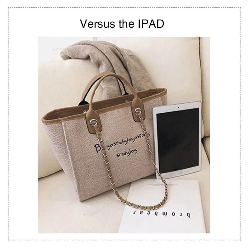 Casual Letter Large Capacity Female Shoulder Bag Luxury Canvas Chain Women Handbags Multifuction Fashion Portable Totes For Girl | Багаж и