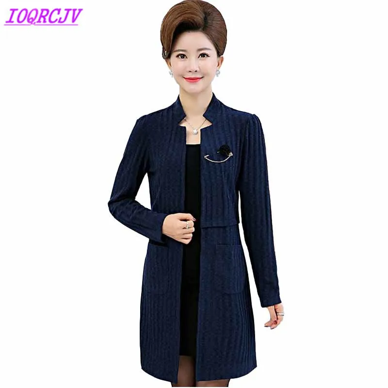 

Middle-aged female knit cardigans 2018 spring autumn Plus size 5XL Sweater coat Slim Women Windbreaker Casual tops IOQRCJV H472