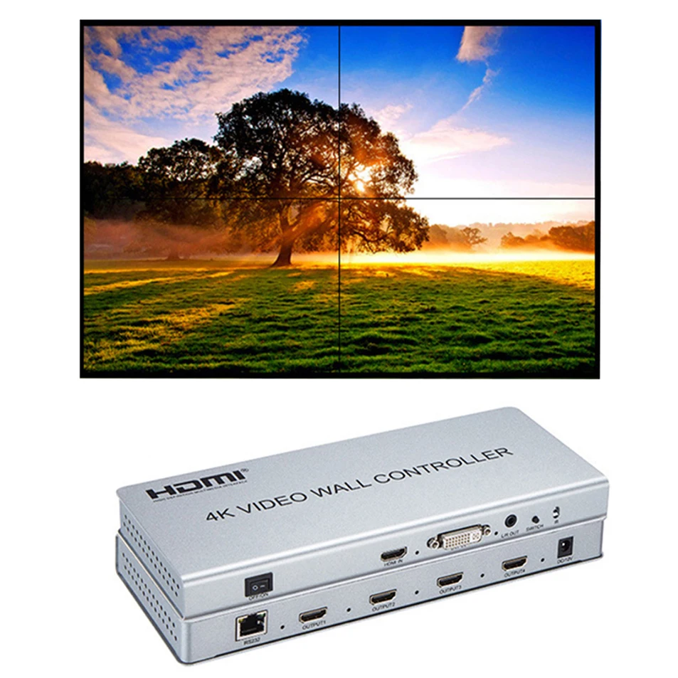 Видеостена контроллер 2x2 1 HDMI/DVI Вход 4 HDMI Выход K ТВ процессор изображения шить